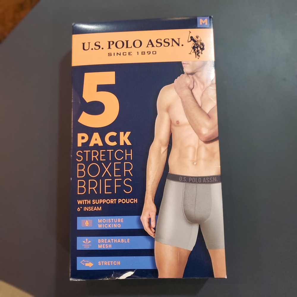 U.S. Polo Assn. Men's Gray Boxer Briefs 5-Pack